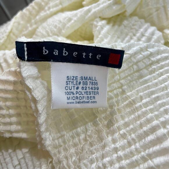 Y2K Babette White Crinkle Artsy Snap Button Square Pocket Shirt Jacket - Small - Picture 7 of 8